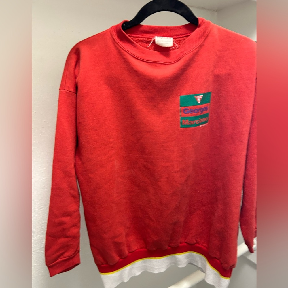 Guess George’s Marciano 1989 red and green sweater